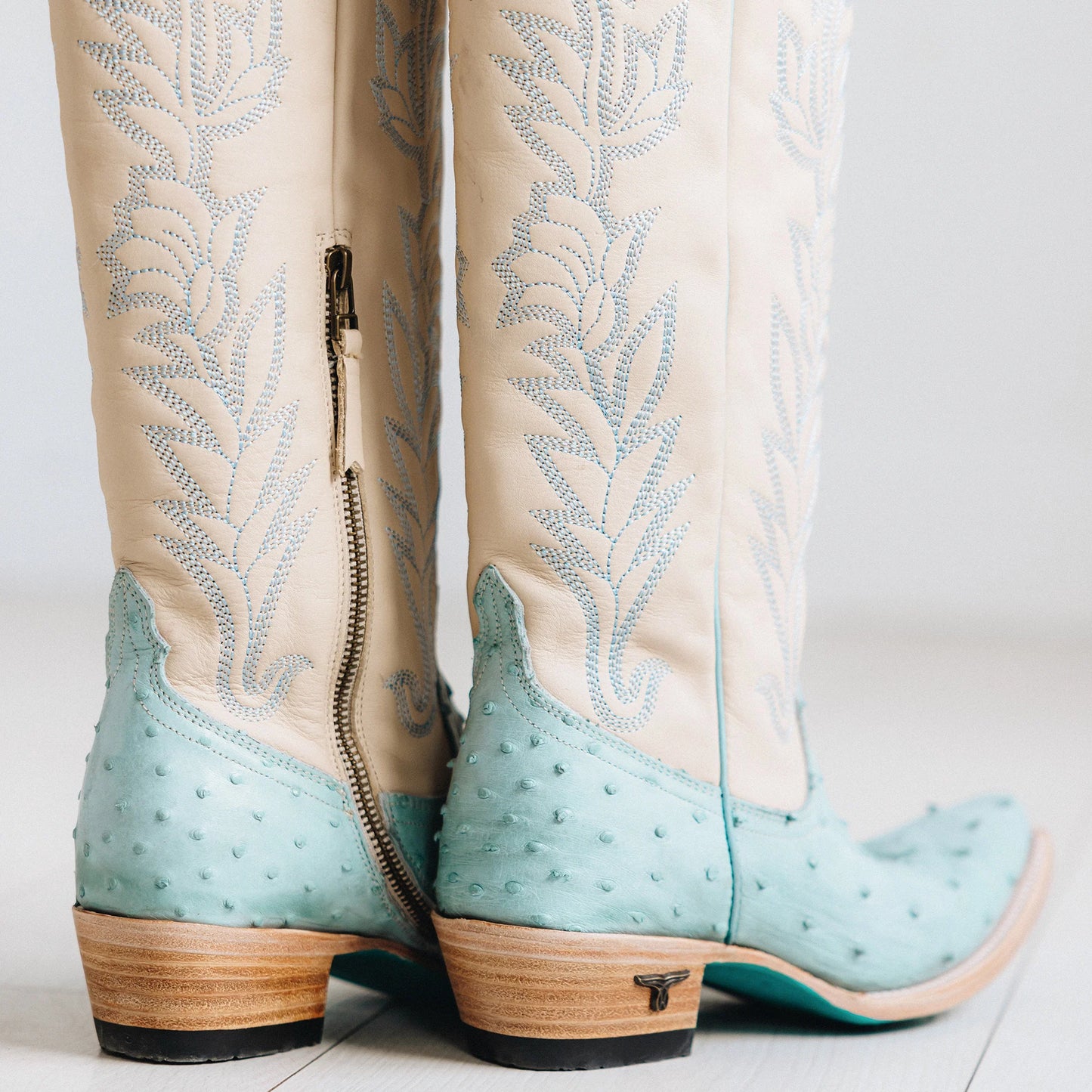Lane Boots Sandaga Knee High in Powder Blue Ostrich