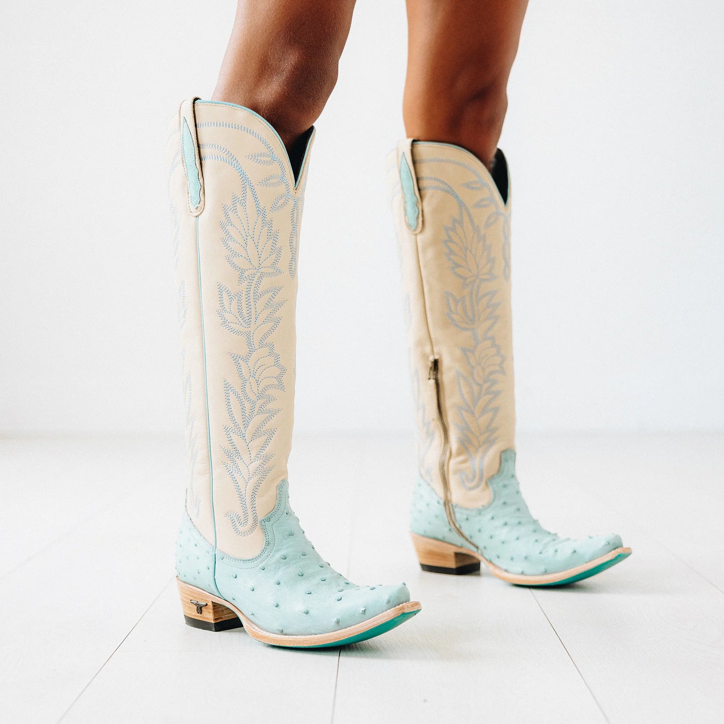 Lane Boots Sandaga Knee High in Powder Blue Ostrich