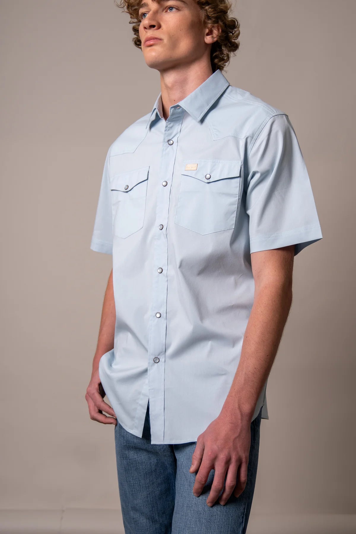 Kimes Rio Short Sleeve Dress Shirt in Light Blue
