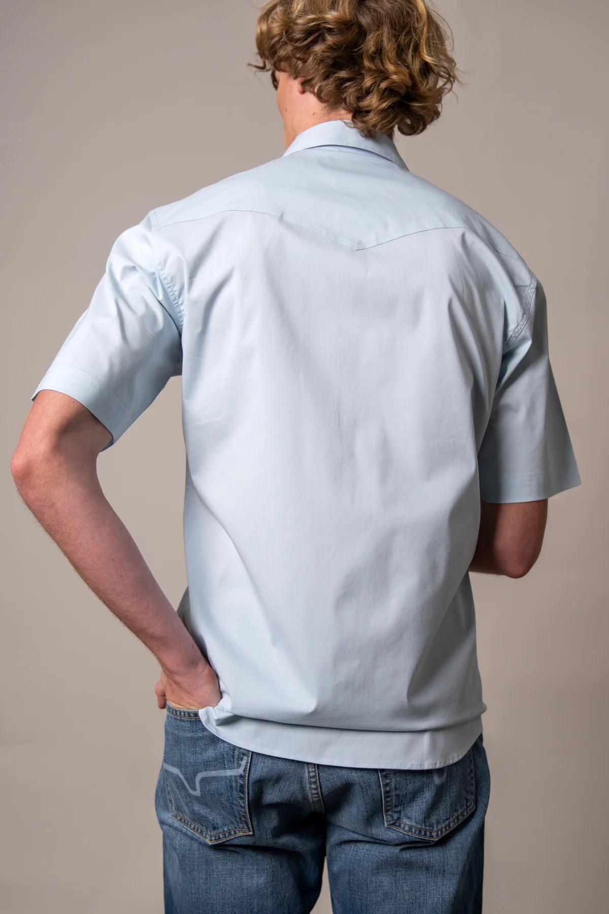 Kimes Rio Short Sleeve Dress Shirt in Light Blue