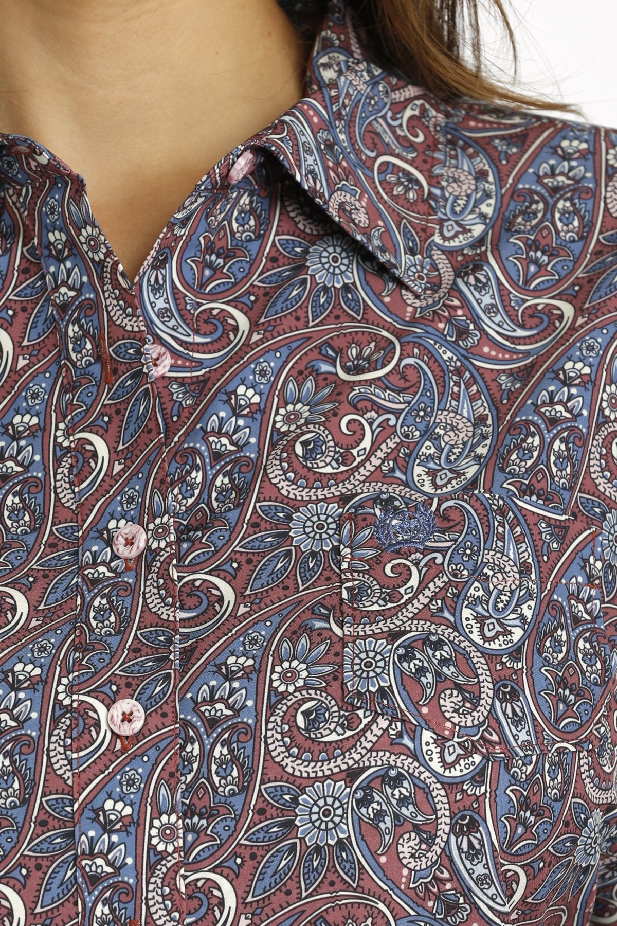 Cinch Women's Burgundy/Blue Paisley ArenaFlex Button Down Shirt