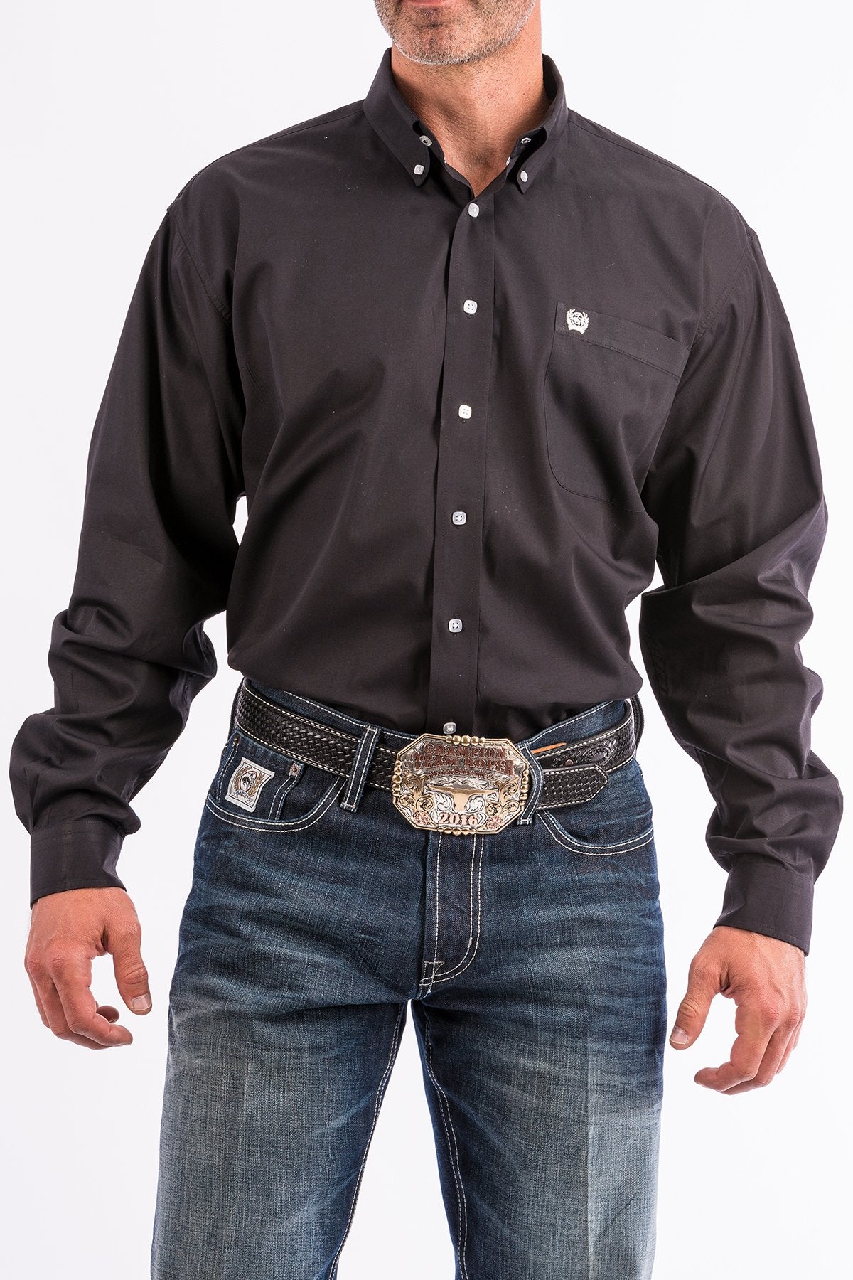 Cinch Solid Black Button-Down Western Shirt