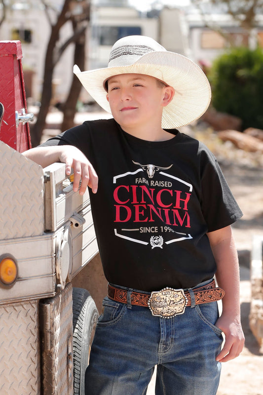 Cinch Boy's Black Cinch Denim Tee