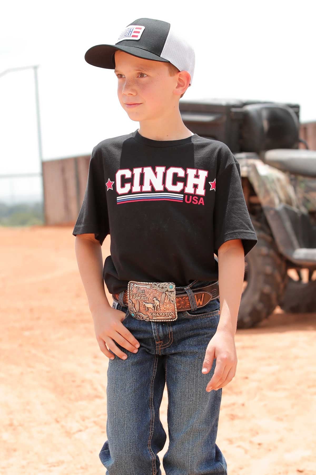 Cinch Boy's Black USA Tee