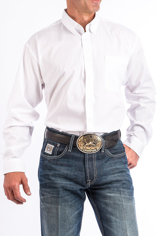 Cinch Solid White Button-Down Western Shirt