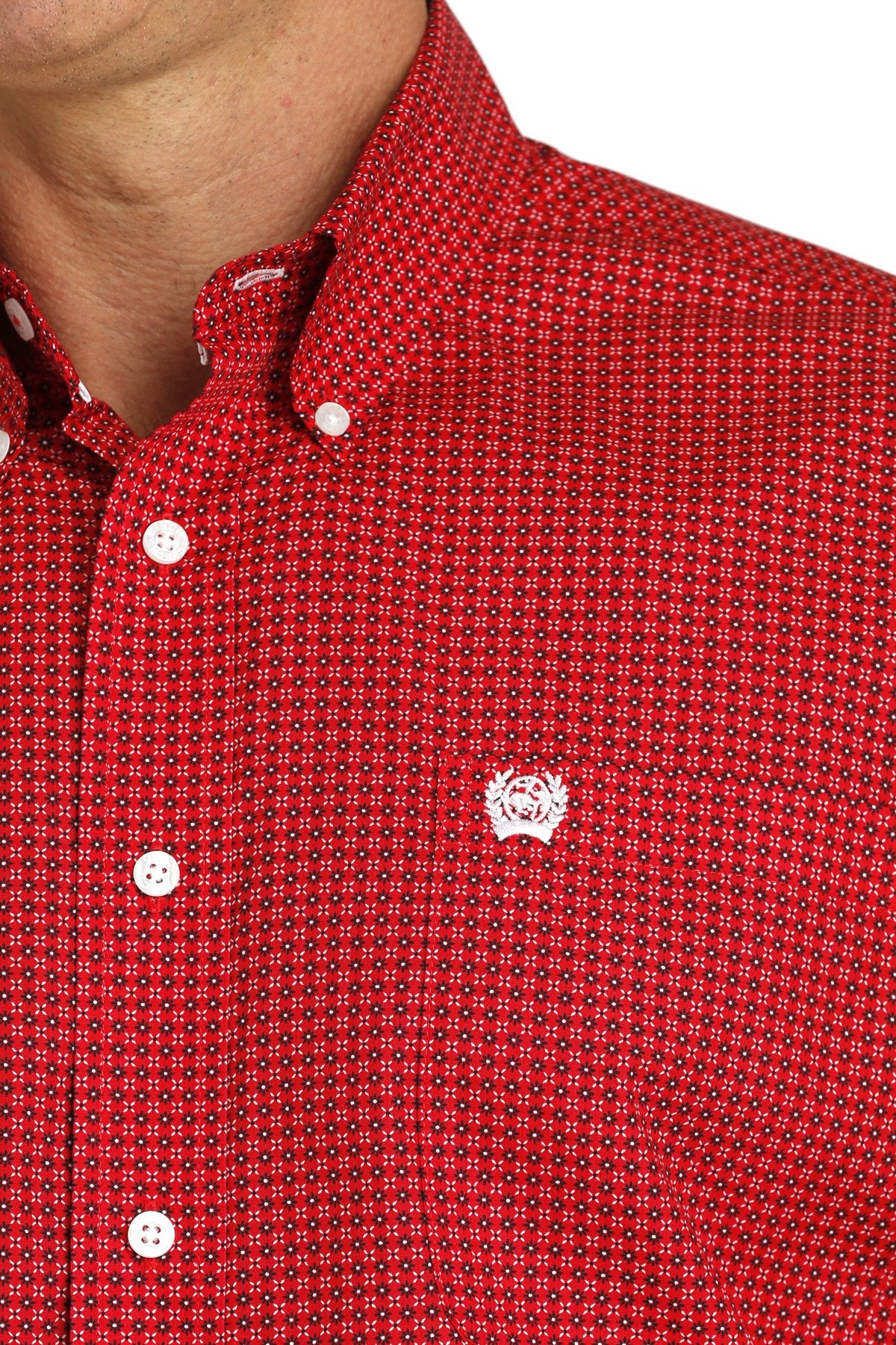 Cinch Men's Red Geometric Button Down Shirt