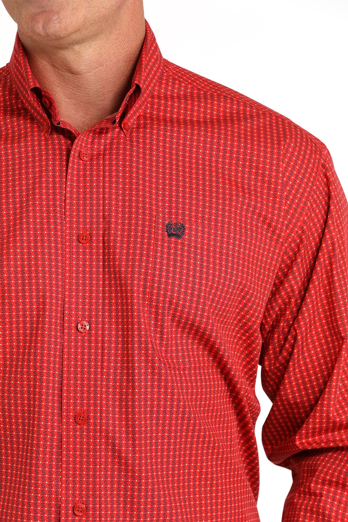 Cinch Men's Money Print Button-Down Red Western Shirt