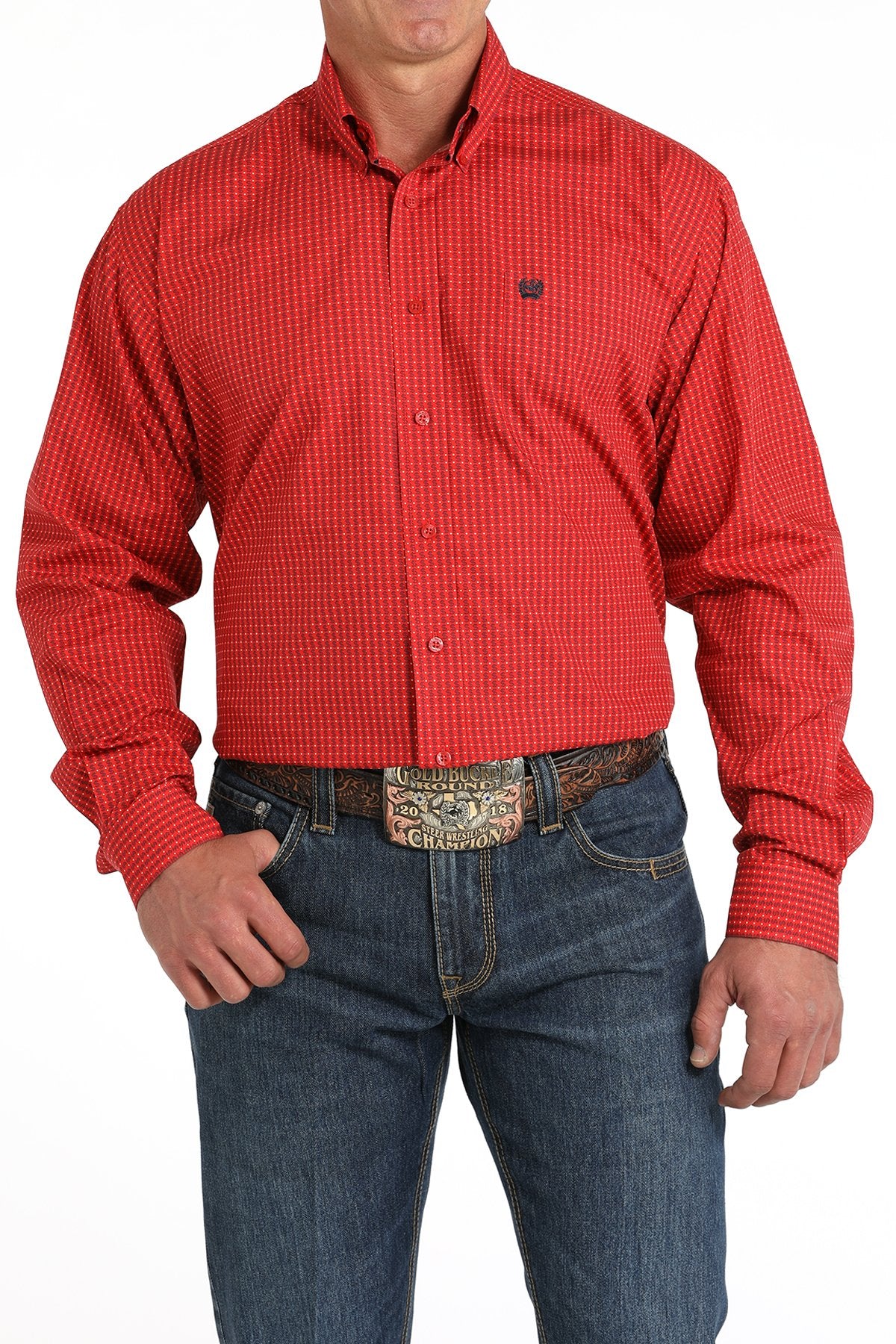 Cinch Men's Money Print Button-Down Red Western Shirt