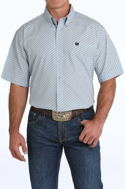 Cinch Men's Light Blue Diamond Button Down Shirt