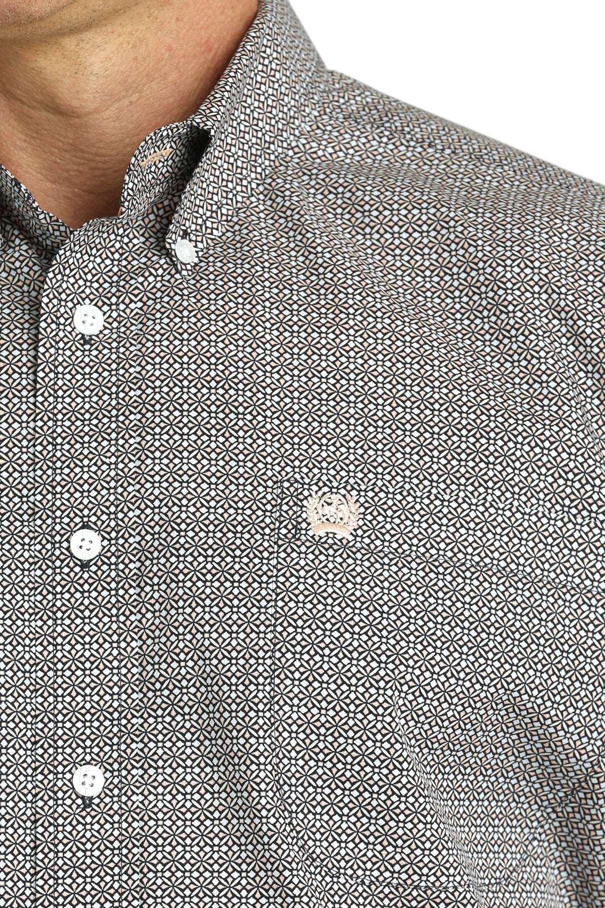 Cinch Men's Geometric Short Sleeve Print Button-Down Shirt