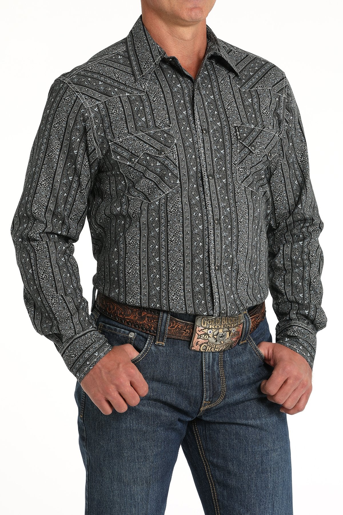 Cinch Men's Modern Fit Black Snap Western Shirt