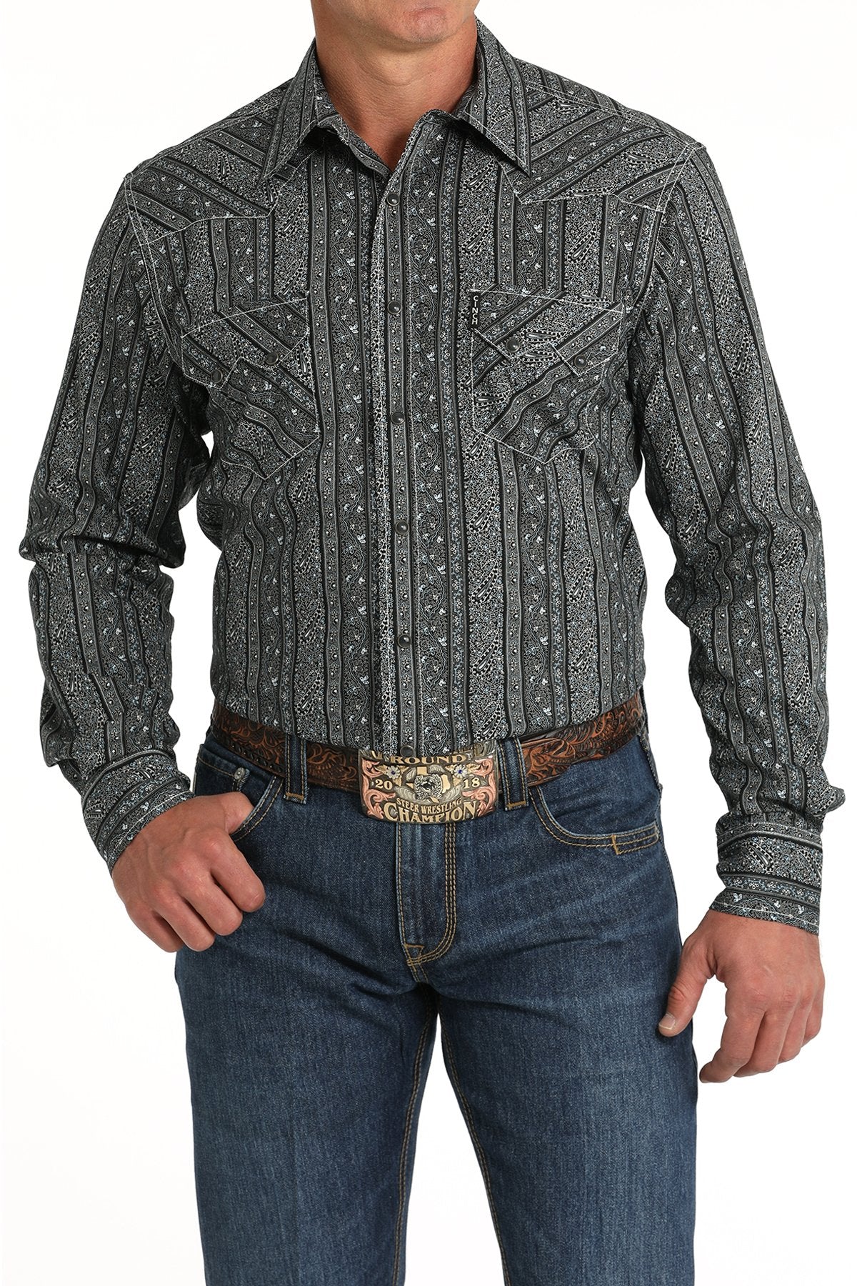 Cinch Men's Modern Fit Black Snap Western Shirt