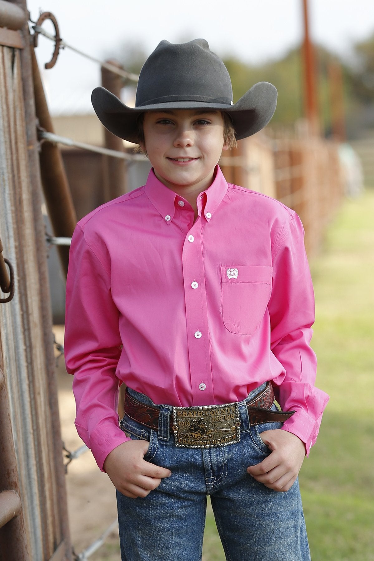 Cinch Boy's Pink Button-Down Shirt