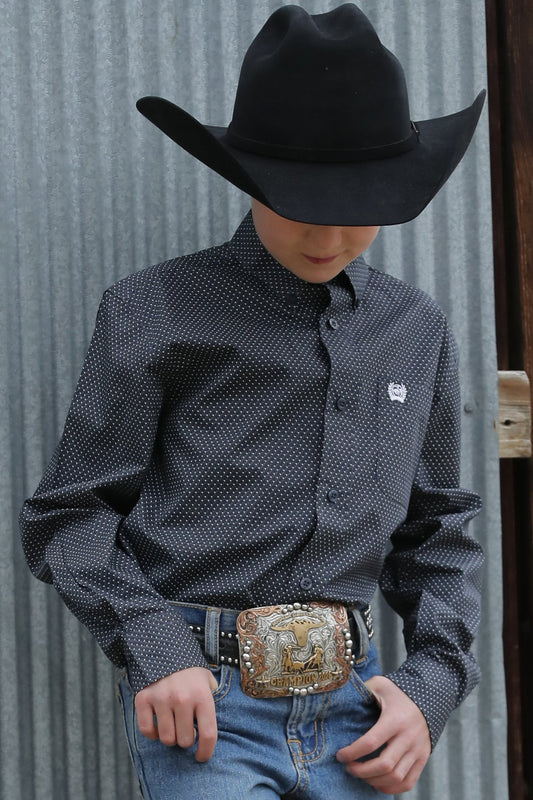 Cinch Boy's Blue Geometric Western Button-Down Shirt