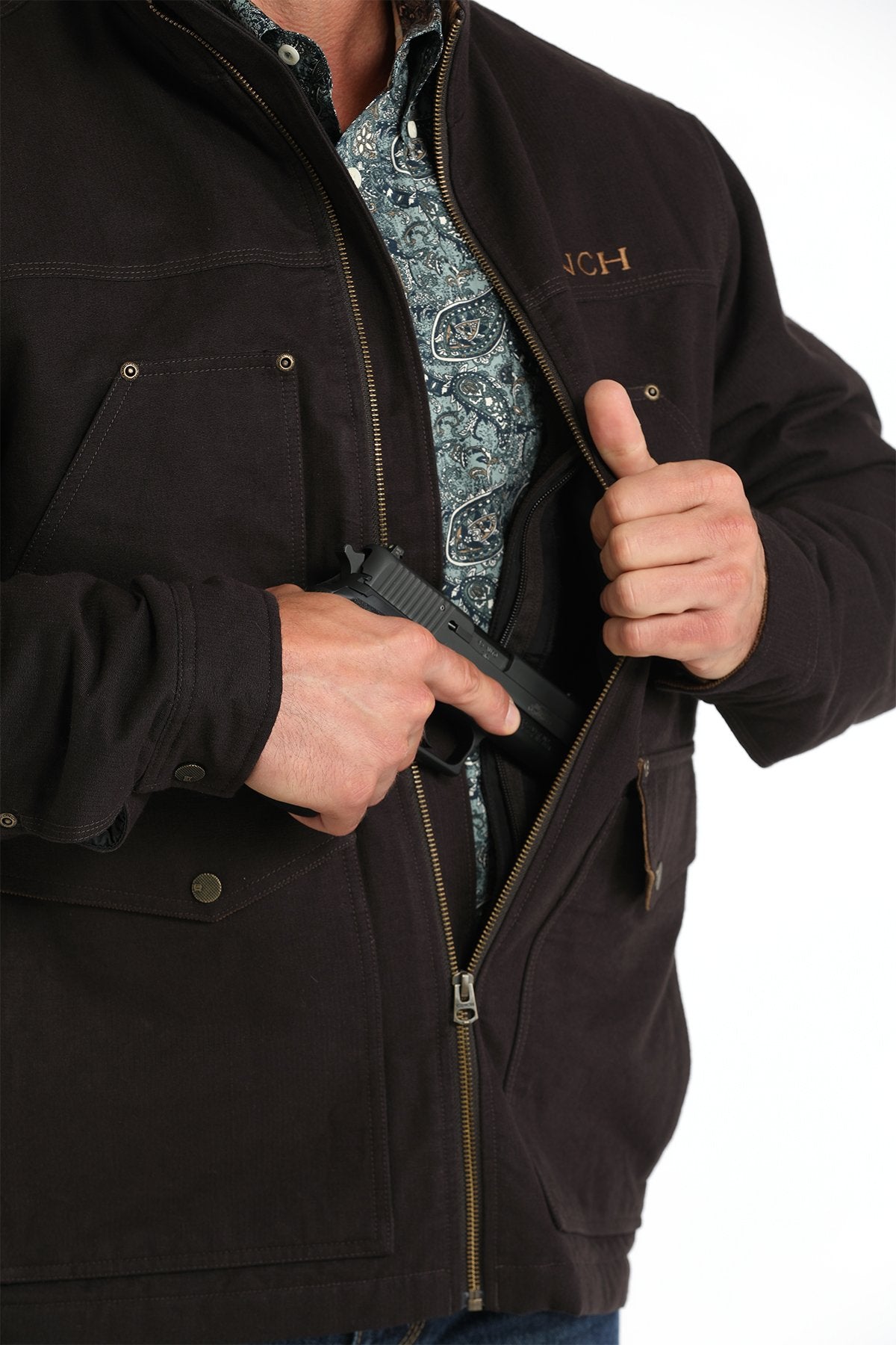 Cinch Concealed Carry Canvas Jacket in Brown