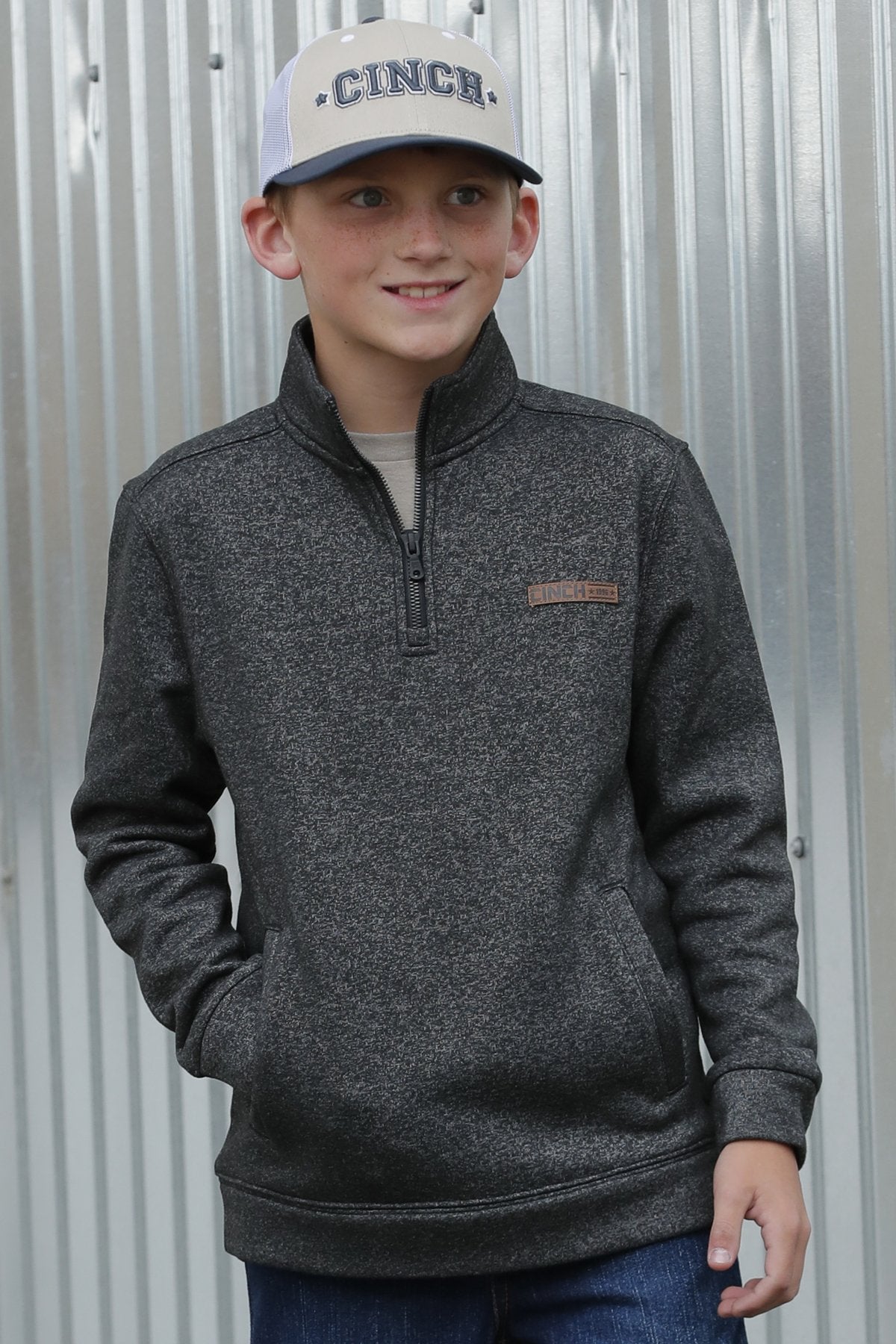 Cinch Boy's Black 1/2 Zip Pullover