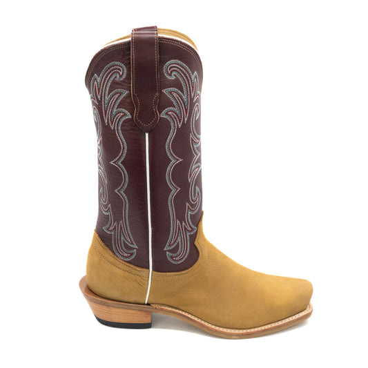 Fenoglio Havana Nubuck with Burgundy Cowboy Boot