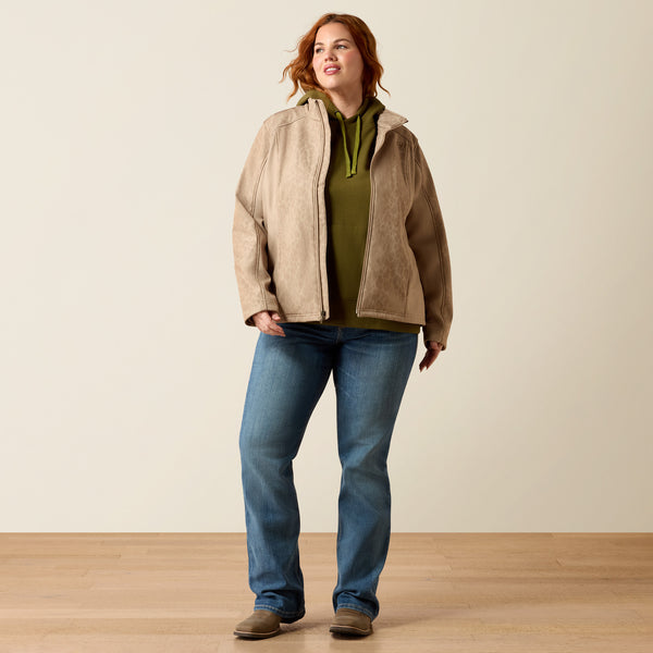 Ariat Logo Softshell Print Jacket in Faded Leopard