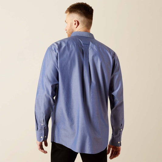 Ariat Wrinkle Free Solid Pinpoint Oxford Classic Fit Shirt in Blue