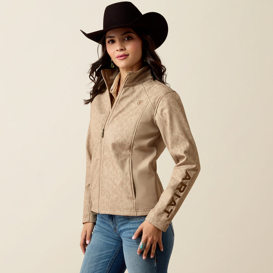 Ariat Logo Softshell Print Jacket in Faded Leopard