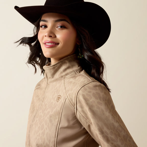 Ariat Logo Softshell Print Jacket in Faded Leopard