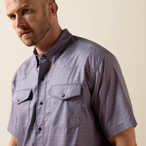 Ariat Printed Western VentTEK Classic Fit Snap Shirt in Dark Denim