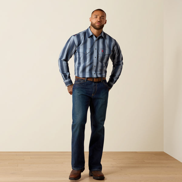 Ariat FR Carlton Snap Work Shirt in Navy