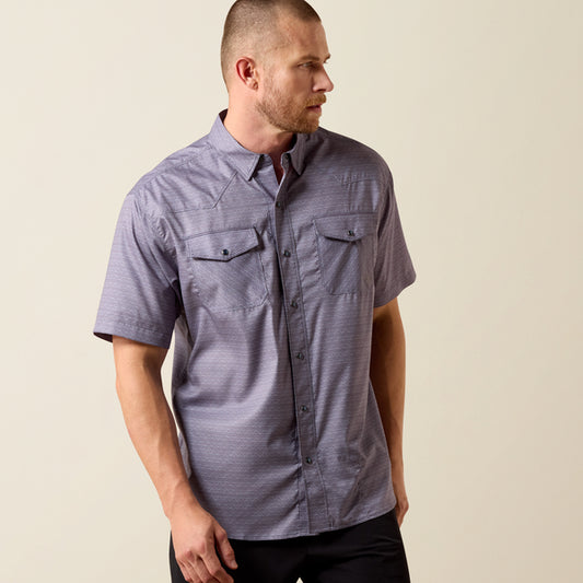 Ariat Printed Western VentTEK Classic Fit Snap Shirt in Dark Denim
