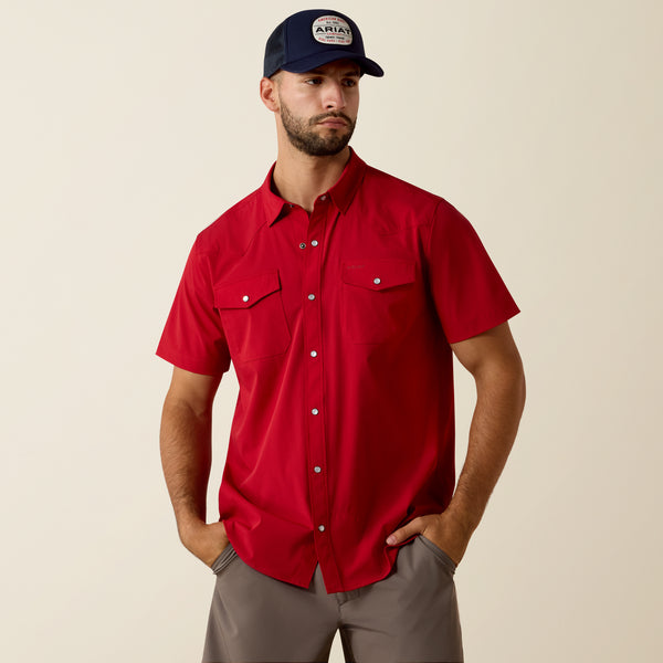 Ariat FrontierTough VentTEK Western Fitted Snap Shirt in Scarlet Sage