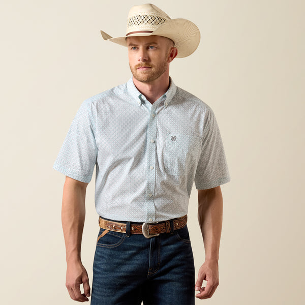Ariat Wrinkle Free Welsh Classic Fit Shirt in White Multi Geo Print