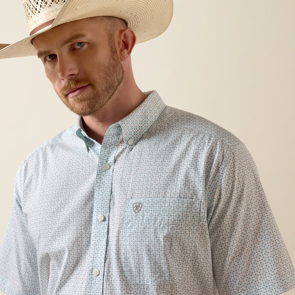Ariat Wrinkle Free Welsh Classic Fit Shirt in White Multi Geo Print