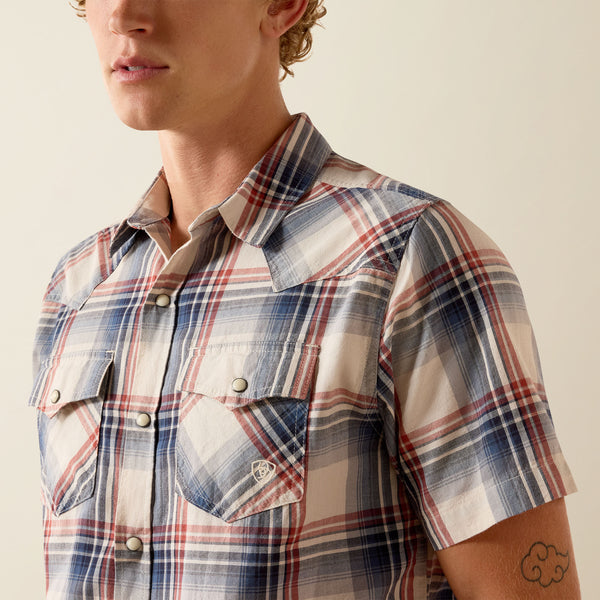 Ariat Retro Haines Fitted Snap Shirt in White Plaid