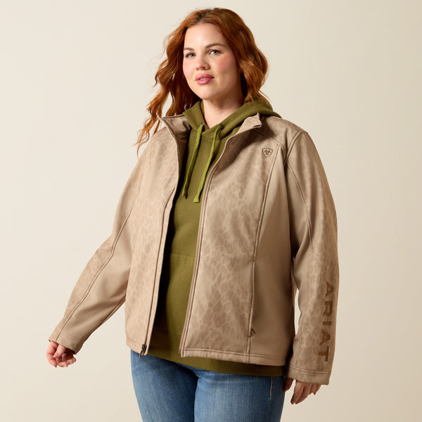 Ariat Logo Softshell Print Jacket in Faded Leopard