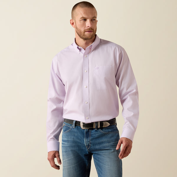 Ariat Wrinkle Free Solid Pinpoint Oxford Classic Fit Shirt in Rhapsody