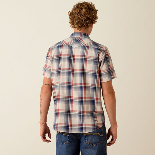Ariat Retro Haines Fitted Snap Shirt in White Plaid