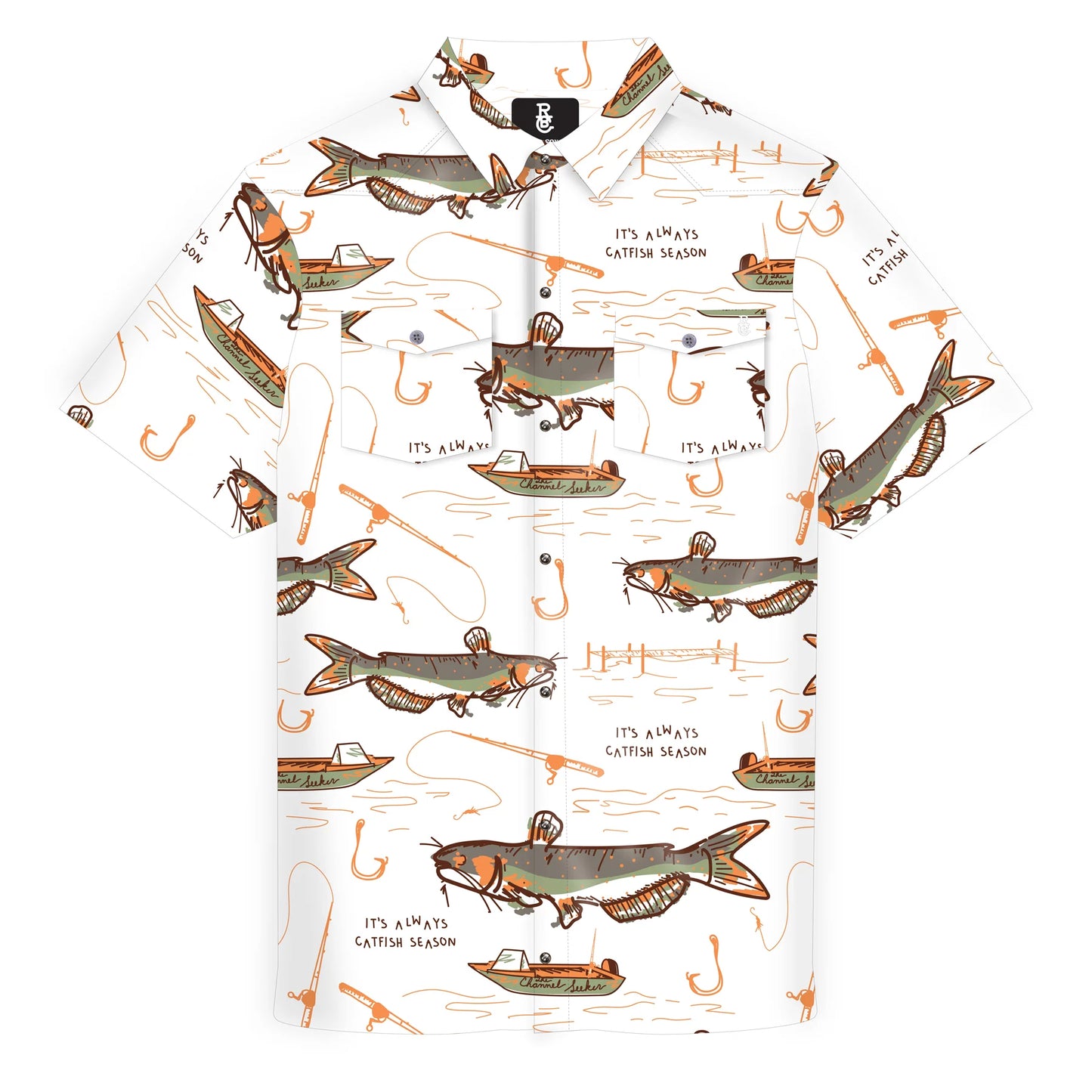 Raised By Coyotes Catfish Season Pearl Snap Shirt