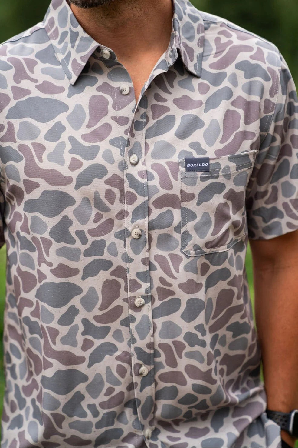 Burlebo Performance Button Up Shirt in Classic Deer Camo