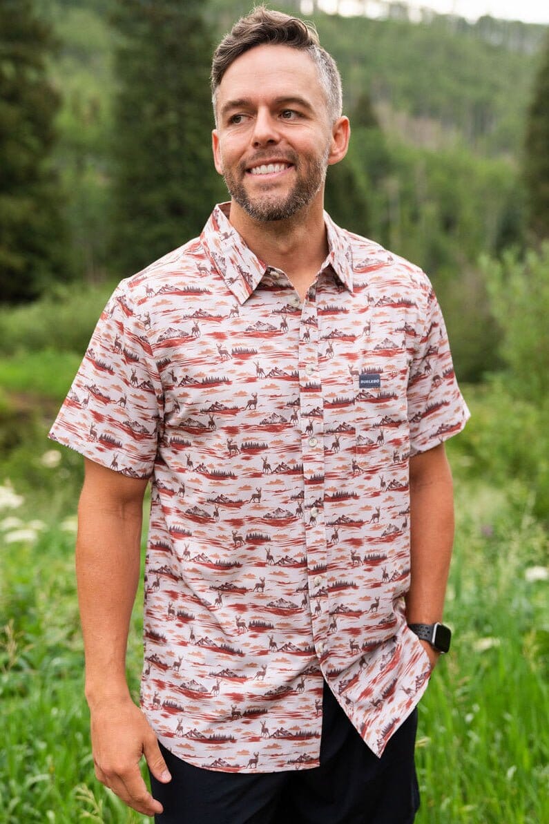 Burlebo Performance Button Up Mountain Range Shirt