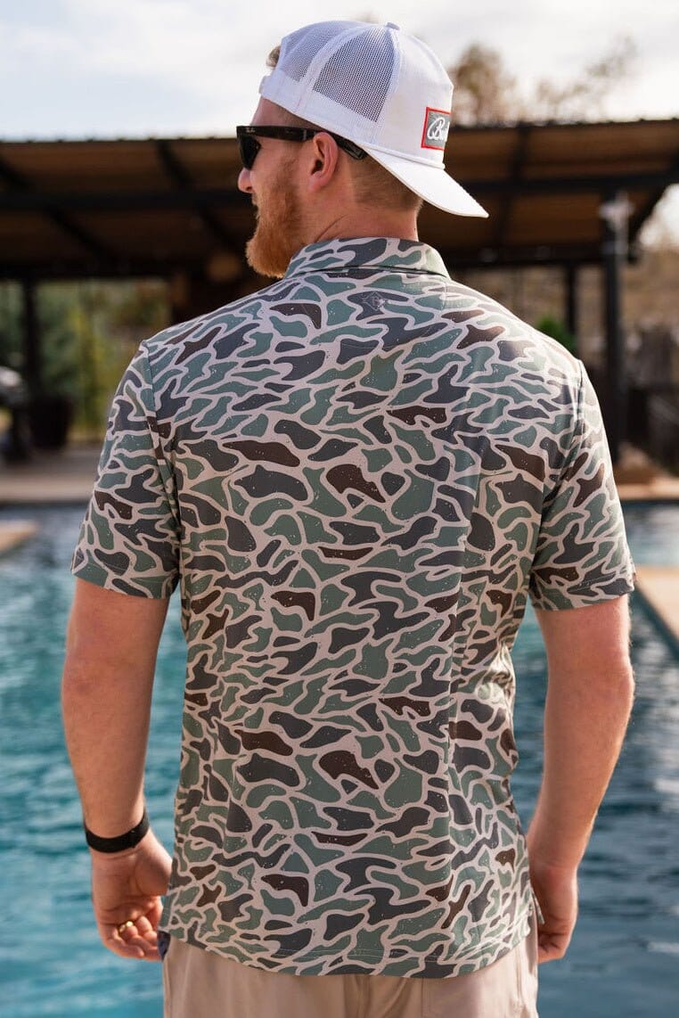 Burlebo Men's Retro Duck Camo Performance Polo