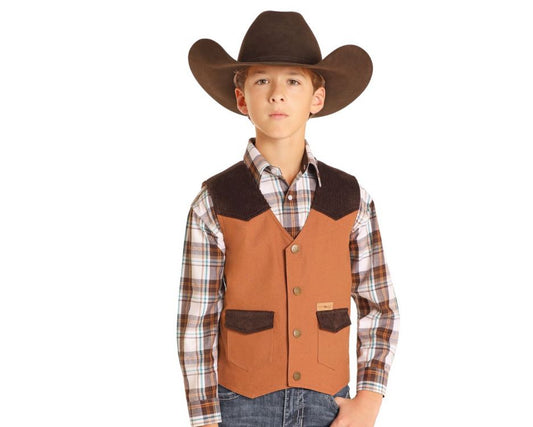 Powder River Boy's Brown Rodeo Vest