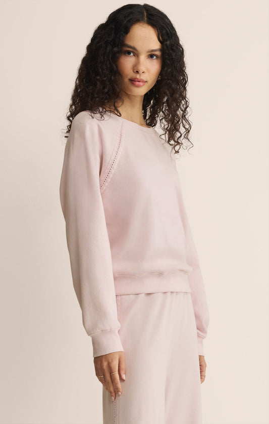 Z Supply All Around French Terry Sweatshirt in Washed Pink