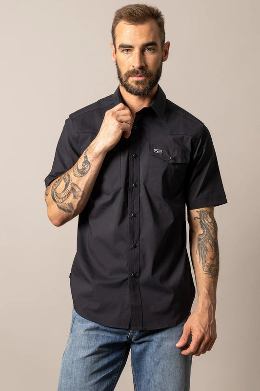 Kimes Rio Short Sleeve Dress Shirt in Black