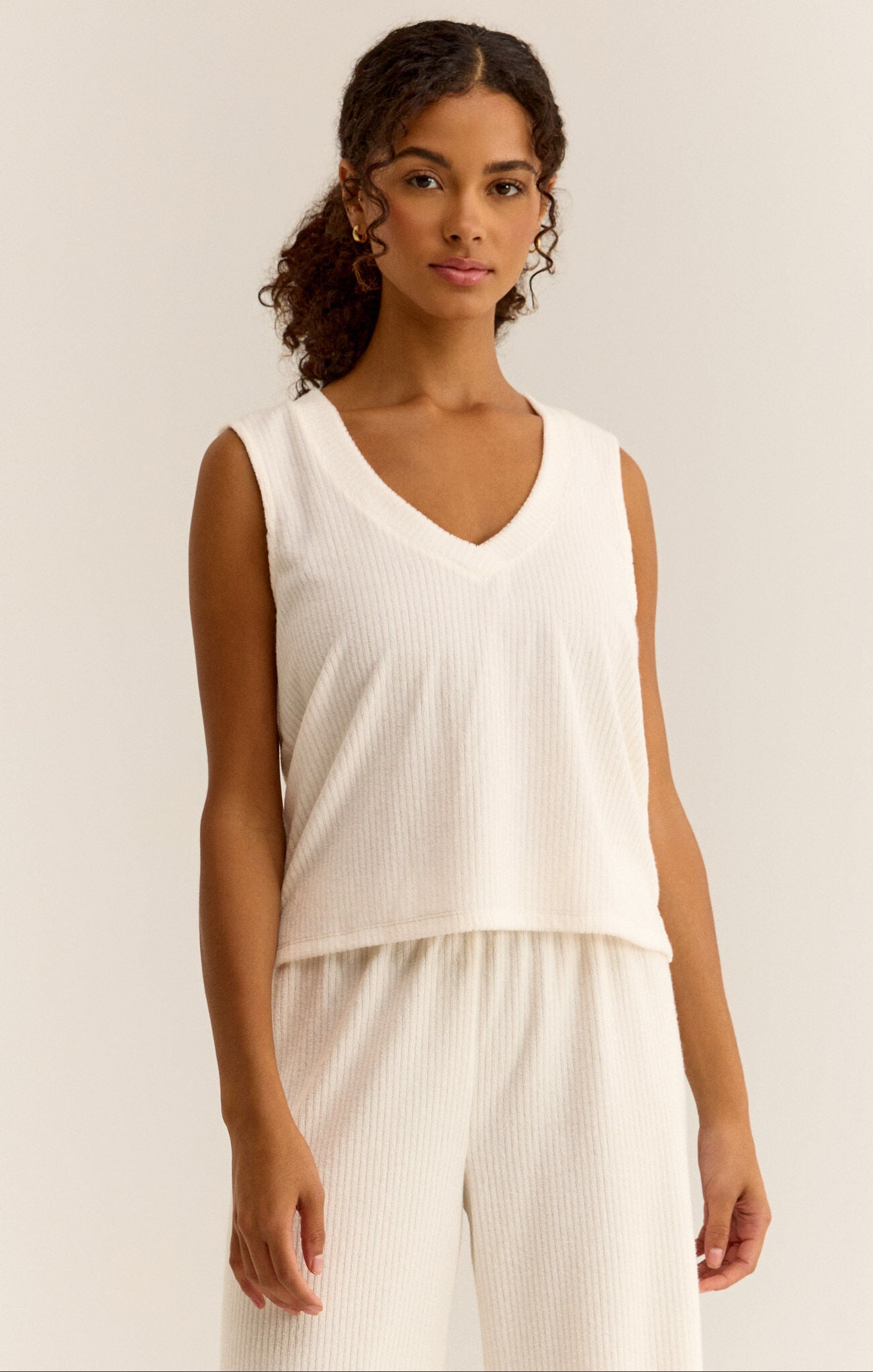 Z Supply Sea Breeze Rib Terry Tank in Cloud Dancer