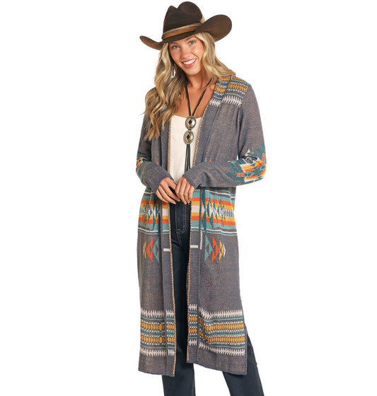 Rock & Roll Denim Charcoal Aztec Duster