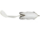 Top view of white fishing lure with a rope tail on a white background
