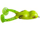Chartreuse frog-shaped fishing lure on a white background