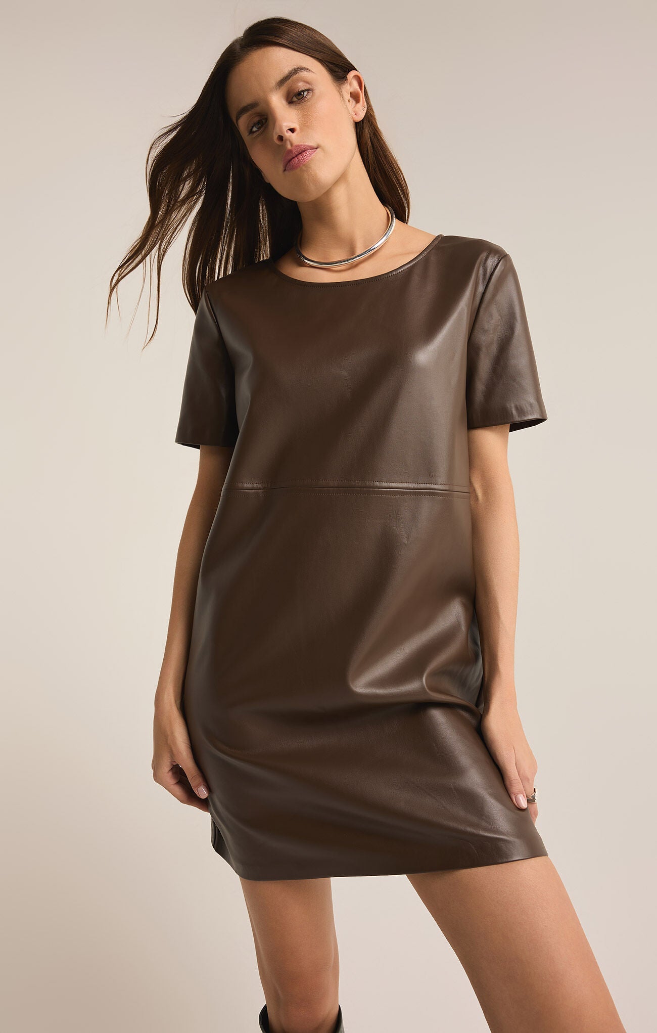 Z Supply Dark Chocolate London Faux Leather Dress