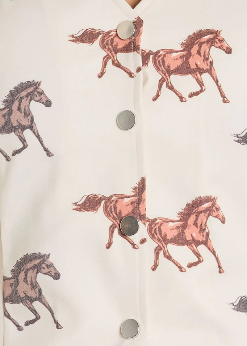 Rock & Roll Denim Horse Print Vest