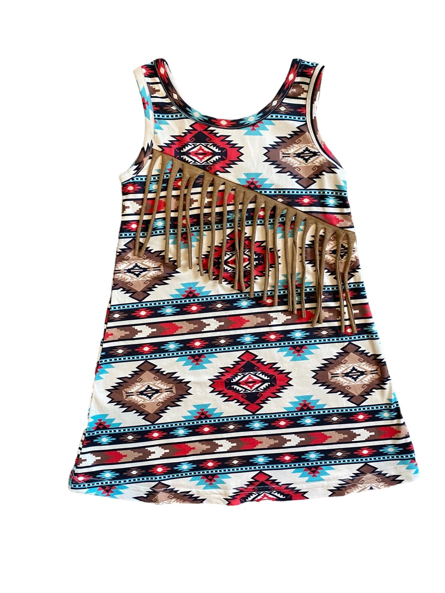 Shea Baby Girl's Aztec Suede Fringe Dress