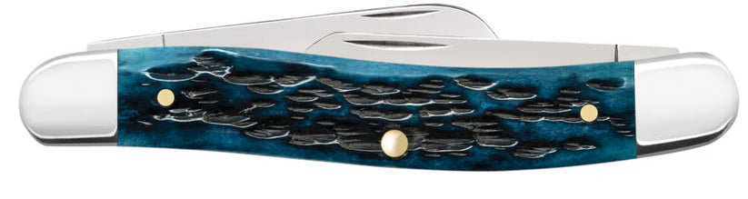 Case Pocket Worn Peach Seed Jig Mediterranean Blue Bone Medium Stockman